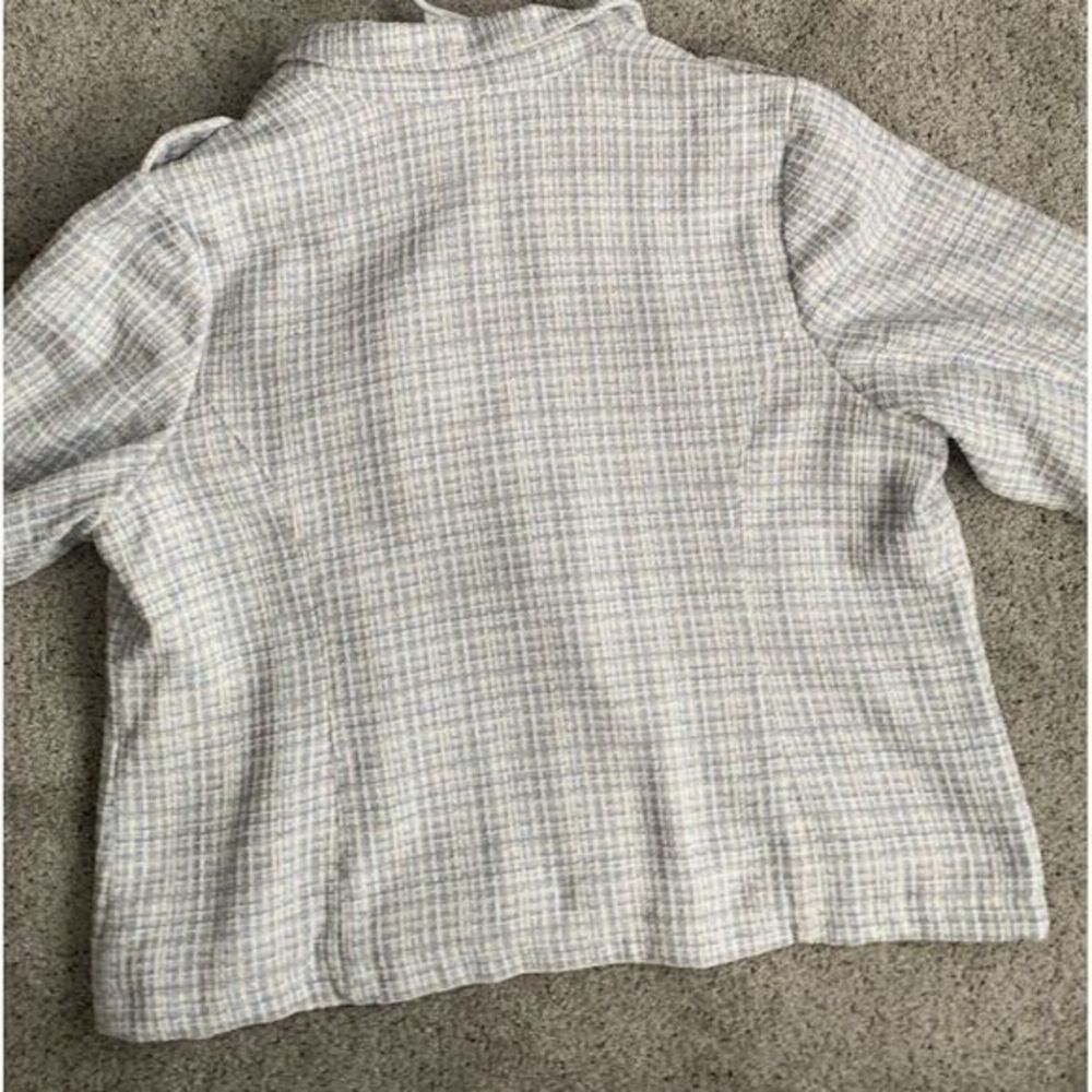 G by Giuliana Black Label Chenille Tweed Moto Women's Jacket 2X Blue White‎ Soft - Picture 4 of 8